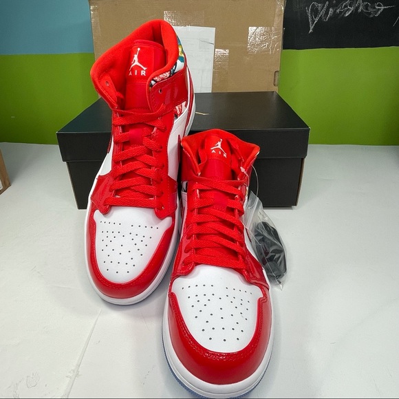 Air Jordan 1 Mid SE Mens Size 10 Basketball Sneakers Chili Red Shoes - Picture 2 of 12